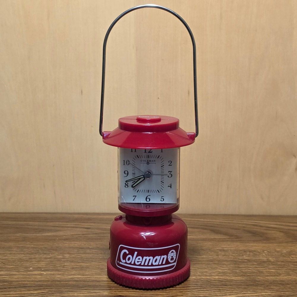 Coleman Lantern Alarm Clock Red 6" Battery Camping Novelty Clock Tested Works